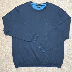 Hugo Boss Sweatshirt 2XL UK Blue Long Sleeve Logo Pullover Causal Outdoor Men